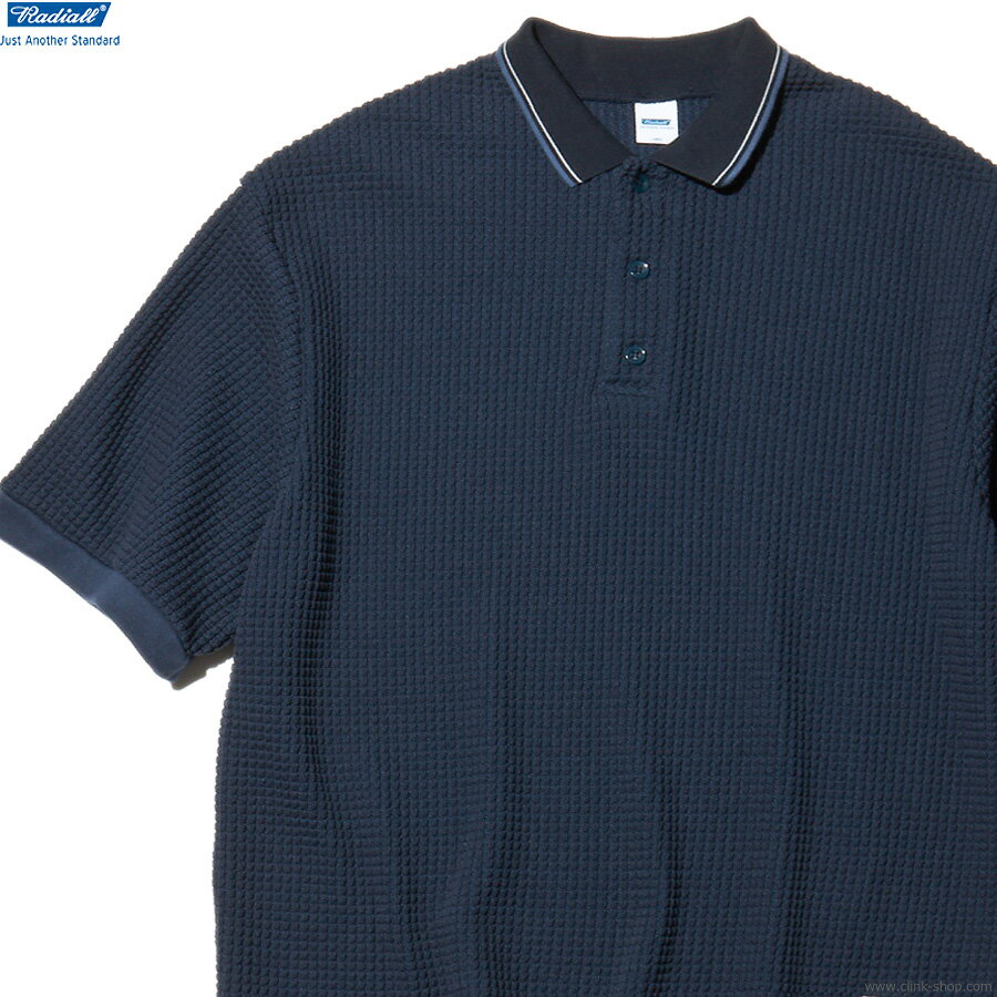 SALE セール 10％OFF RADIALL ラディアル RADIALL BIG WAFFLE - POLO SWEATSHIRT S/S (NAVY) RAD-23SS-CUT001 メンズ トップス ワッフル サーマル ポロシャツ ネイビー ルーズ ゆったり オーバーサイズ