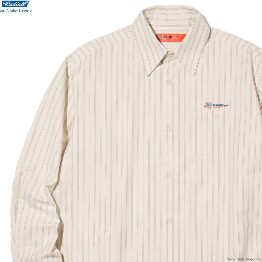 SALE セール 20％OFF RADIALL ラディアル 長袖シャツ メンズ 春秋冬用 綿100％ ホワイト M-XL RADIALL Invicta - REGULAR COLLARED SHIRT L/S (OFF WHITE) [RAD-25AW-SH008] トップス シャンブレ ストライプ ワイドシルエット