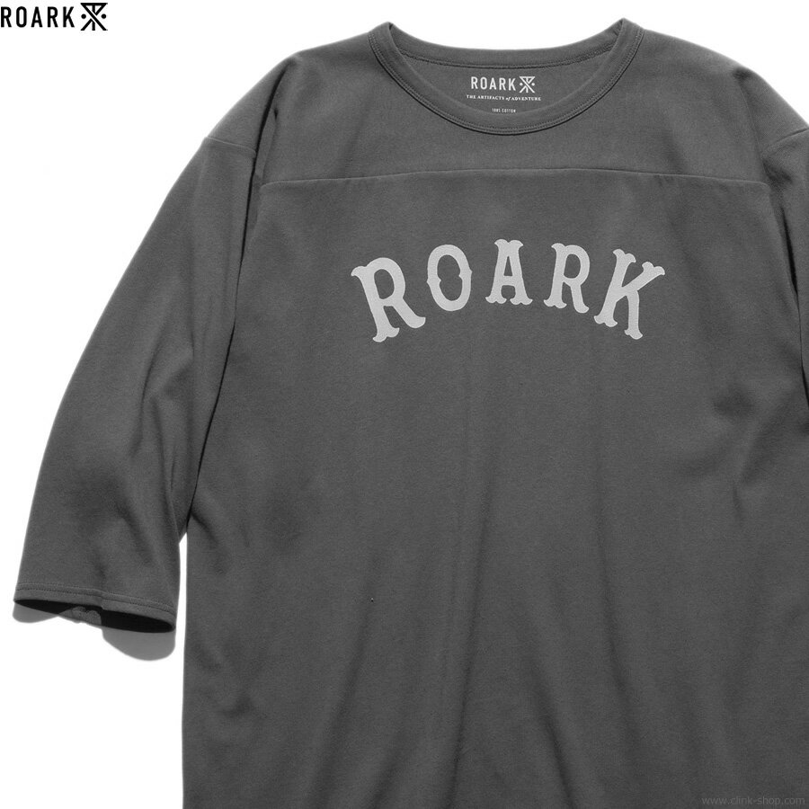 ROARK REVIVAL ロアーク リバイバル ROARK REVIVAL "MEDIEVAL LOGO" 3/4 SLEEVE TEE (GRAY) メンズ Tシャツ フットボール ルーズ ゆったり オーバーサイズ