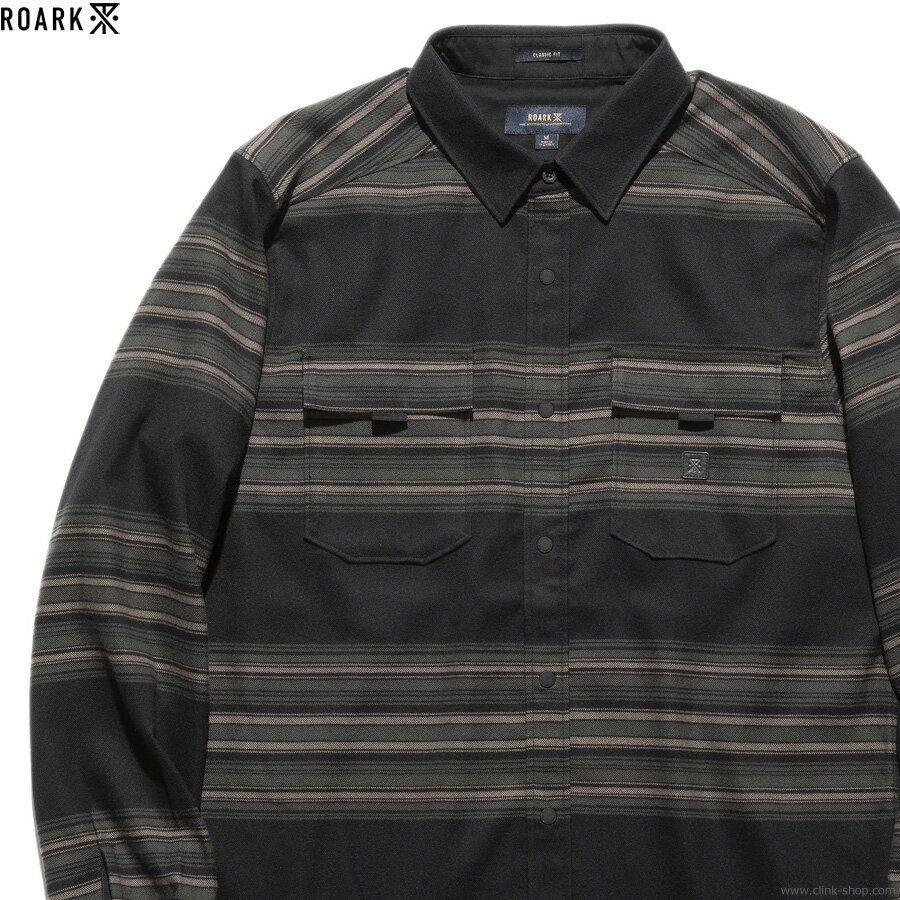 ROARK REVIVAL ロアーク リバイバル ROARK REVIVAL DIABLO (BLACK/MILITARY) メンズ シャツ 長袖 ボーダーシャツ ミリタリー