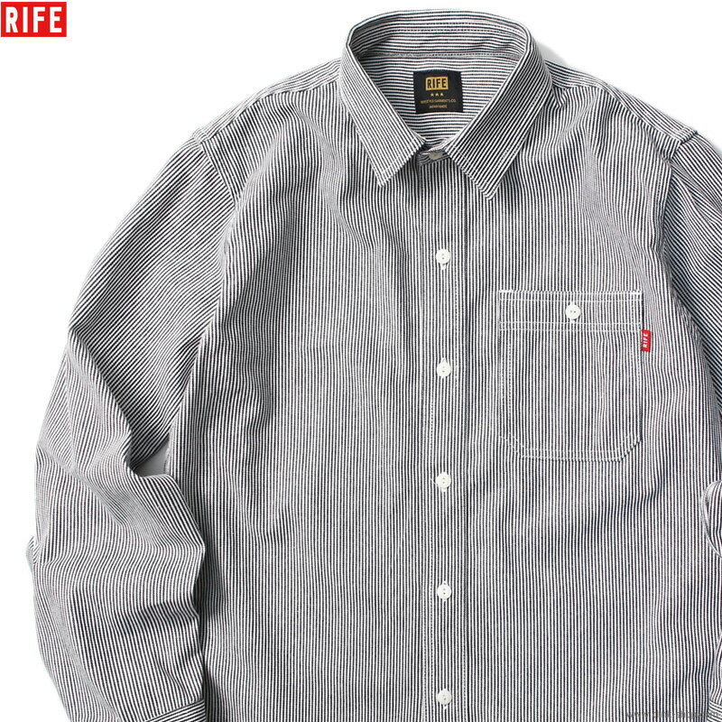 RIFE ライフ 長袖シャツ メンズ 綿100％ ストライプ S-XL RIFE STANDARD 
