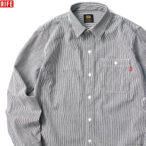 RIFE ライフ 長袖シャツ メンズ 綿100% ストライプ S-XL RIFE STANDARD HICKORY SHIRT トップス ワークシャツ 肉厚 ヒッコリー