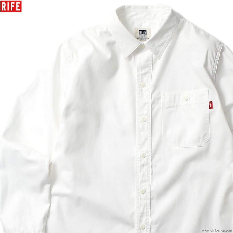 RIFE ライフ 長袖シャツ メンズ 綿100％ ホワイト S-XL RIFE STANDARD O