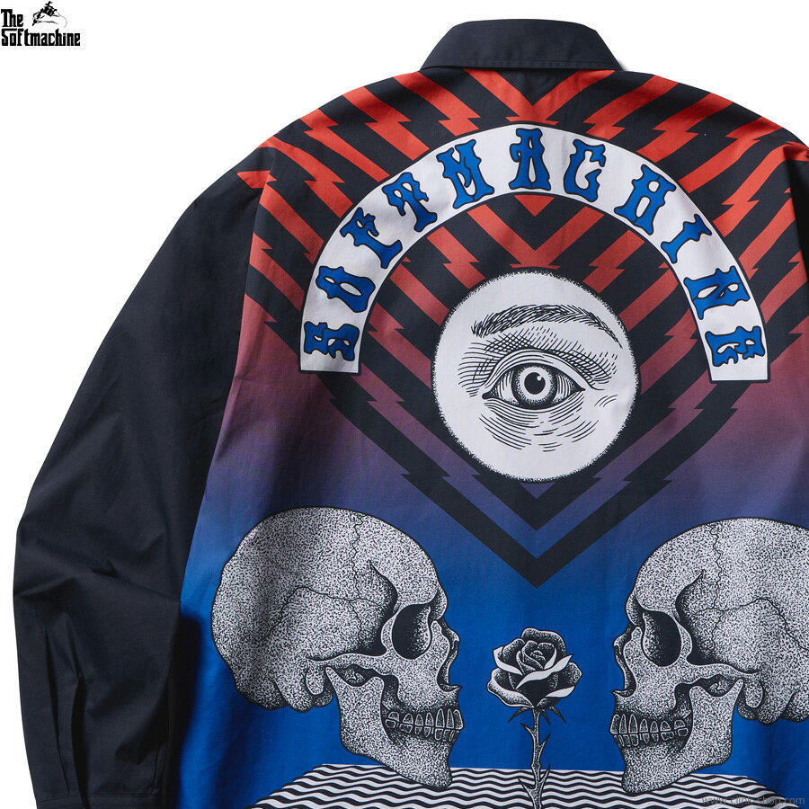SALE セール 30％OFF SOFTMACHINE ソフトマシーン 長袖シャツ メンズ オールシーズン 綿60% ポリエステル40% 総柄 M-XL SOFTMACHINE AFTERLIFE SHIRTS L/S タトゥーデザイン