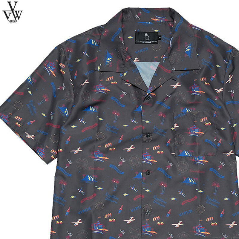 SALE セール 40％OFF【VIRGO】 ヴァルゴ VIRGO VIRGER ISLAND SHIRTS (BLACK) [VG-SH-217] メンズ トップス シャツ 半袖 アロハ