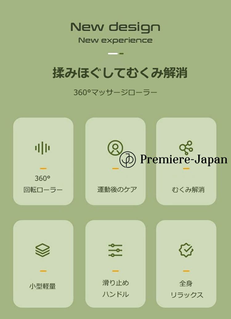 くらし小物屋の【1280円→実質1254円 P2利用! 11/27 01:59迄】マッサージローラー マッサージ 360度回転 9つのローラー 手持ち マッサージスティック 筋膜ローラー 太もも 足 首 背中 腕 指 筋膜 マッサージ 器 足痩せ 脚痩せ 二の腕 美脚 挟む式 フォームローラー 筋膜 リリース｜アングル2