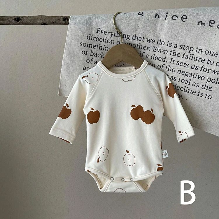【2080円→実質2038円 P2利用! 11/27 01:59迄】ベビーロンパース 出産祝い 春 秋 冬 ベビー肌着 韓国 子供服 赤ちゃん ルームウェア 着ぐるみ ベビー服 新生児服 パジャマ 出産準備 出産祝い りんご 楓 ナチュラルカラー 長袖 3