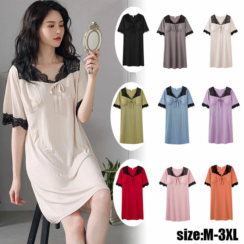 【コスパ最高！期間5倍積分！11/17まで】ネグリジェ ロング レディース 半袖 夏 ルームウェア 大きいサ..