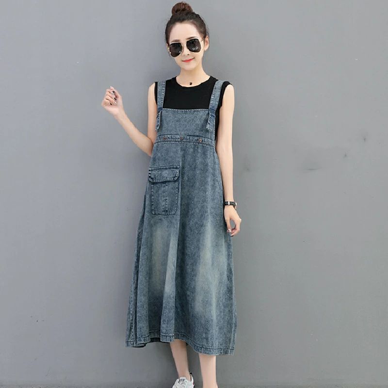 【コスパ最高】レディース スカート 春夏秋 サスペンダー つなぎ/オールインワン デニム ロング カワイイ カジュアル リラックス ゆったり キレイ Aライン 体型カバー 通勤通学 フリーサイズ