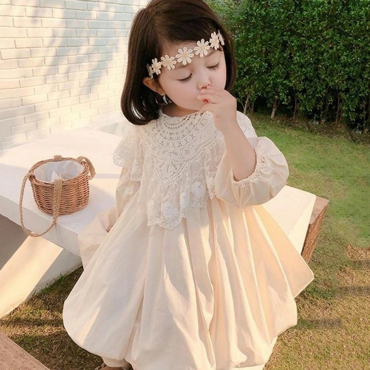 【コスパ最高！期間5倍積分！11/17まで】ことも服 ワンピース 春夏 女の子 膝丈ワンピース 長袖 お姫様 おしゃれ 発表会 結婚式 卒園式 卒業式 入学式 通学 七五三 パフスリーブ レース 可愛い