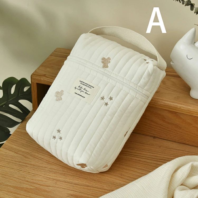 【1995円→実質1955円 P2利用! 11/27 01:59迄】おむつポーチ マグポーチ オムツポーチ マルチポーチ かわいい 刺繍 赤ちゃん ベビー インスタ ヌビバッグ ナチュラル おしゃれ くま 哺乳瓶 小物入れ マグケース 哺乳瓶ケース おむつ キルトポーチ キルティング 2