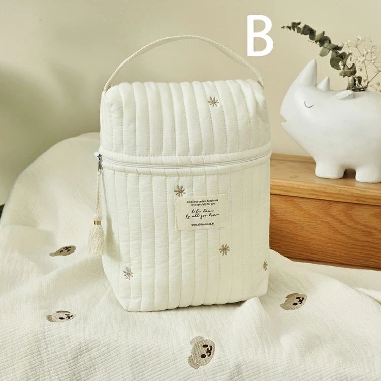 【1995円→実質1955円 P2利用! 11/27 01:59迄】おむつポーチ マグポーチ オムツポーチ マルチポーチ かわいい 刺繍 赤ちゃん ベビー インスタ ヌビバッグ ナチュラル おしゃれ くま 哺乳瓶 小物入れ マグケース 哺乳瓶ケース おむつ キルトポーチ キルティング 3