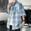 【コスパ最高】シャツ 半袖 開襟シャツ 吸汗速乾 カジュアル メンズ チェック柄シャツ 夏服 お兄系 シャツ 大きいサイズ 夏 通勤 紳士服 トップス