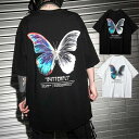 【コスパ最高】tシャツ レディース 半袖 夏 カットソー ビッグTシャツ チュニック おしゃれ 2021 ロンティー 大きいサイズ 蝶柄