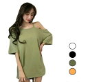 【コスパ最高】半袖Tシャツ オフショルダー 半袖Tシャツ Tシャツ 薄手 トップス カジュアル 夏物 ゆったり 肩出し カットソー 女性用