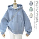 \通常5880円→大特価 2793円!7/26まで パーカー レディース トレーナー トップス スウェット フード付き ポケット付き レイヤード ゆったり シンプル 無地 大きいサイズ カジュアル フーディー プルオーバー 長袖(4)