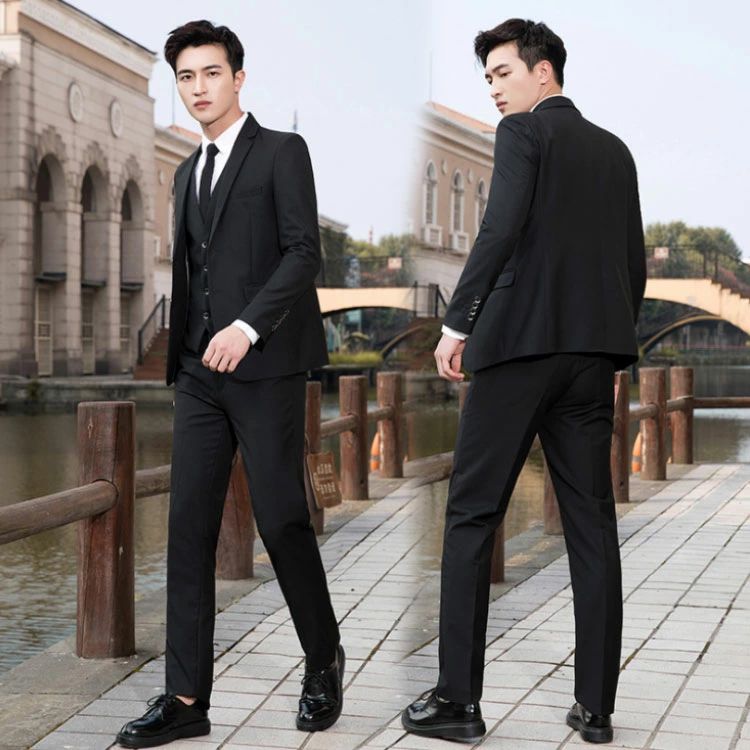 【コスパ最高】選べる2タイプ！メンズスーツ スーツ 3点セット ズボン 2つボタン スリーピーススーツ スリムスーツ 春夏 秋冬 男性 ビジネス フォーマル 結婚式 面接 オシャレ 大きいサイズ ブラック ネイビー グレー テーラードジャケット ベスト シャツ