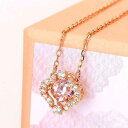 \通常5840円→大特価 2774円!7/26まで レディース 四つ葉 ダイヤネックレス バレンタインデー バレンタインデー ジュエリー ピンクダイヤ 鼓動の心 スワロフスキー元素 クローバー 揺れる