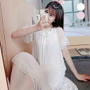 【コスパ最高】ネグリジェ 春夏 ワンピース レース ロング丈 半袖 大人可愛い 部屋着 オシャレ 新作 送料無料 ルームウェア パジャマ レディース