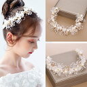 【コスパ最高】手作り ピアノ 髪飾り 白花 ヘッドドレス ホワイト イヤリングセット ヘアアクセサリー リボン ティアラ カチューシャ 子供 女の子 発表会 花