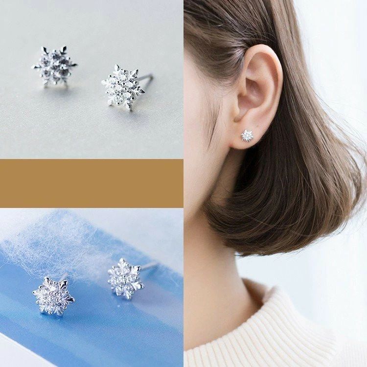 楽天シーリンクショップ【コスパ最高】ピアス レディース プラチナ仕上げ シルバー925 雪の結晶 クリスタル 小さめ ペア 20代 30代 40代 シルバーピアス ダイヤモンドCZ