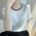 【コスパ最高】トップス シャツ カットソー 半袖 ショート丈 夏 重ね着 肌着 薄手 カジュアル 冷感 光沢感 ツルツル 敏感肌 吸湿 速乾 上品 通気 シンプ...
