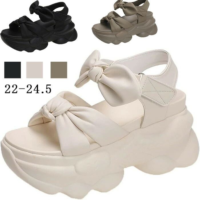 【半額!スーパーSALE】厚底 ファッションサンダル レディース 軽量 ブーツサンダル マジックテープ 美..