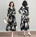 \通常9700円→大特価 4608円!7/26まで ワンピース レディース ロングワンピース ボヘミアン プリント きれいめ Aライン フレア 大人 ミモレ丈 ミディアム丈 春 秋 冬 秋冬 ワンピ 長袖 大きいサイズ フォーマル 結婚式 パーティー ドレス 花柄 リゾート ロング マキシ丈