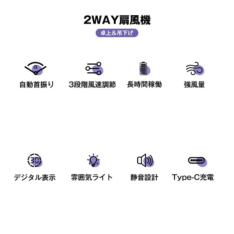 卓上扇風機 ミニ扇風機 扇風機 サーキュレーター usb充電式 吊下げ式 2WAY 4000mAh ポータブル 軽量 風量3段階 角度調整 コードレス 携帯小型 扇風機 シンプル アウトドア 長時間 熱中症対策 左右首振り 急速降温 コンパクト