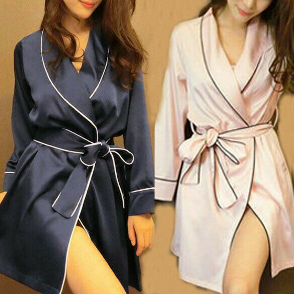 【3250円→実質2925円 P10利用! 11/19 23:59迄】ネグリジェ パジャマ レディース 前開き ネグリジェ シルク風パジャマネグリジェ 部屋着レベル付き ガウン ランジェリー ナイトガウン 長袖