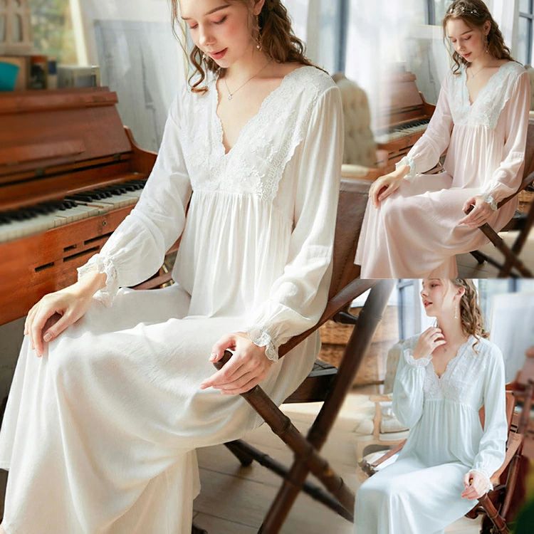 【コスパ最高！期間5倍積分！11/17まで】レディース 姫系 レース ネグリジェ 寝巻き マキシ丈 パジャマ..