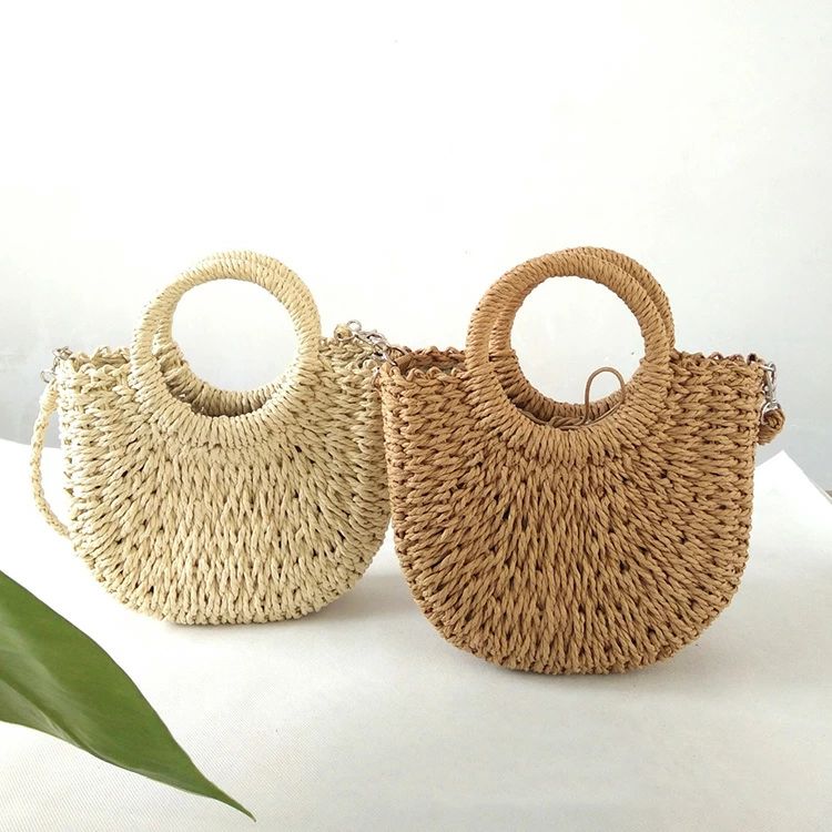 麦わらバッグ ショルダーバッグ 夏 レディース バッグ トートバッグ 手提げバッグ ピクニック 草編みバッグ オシャレ 2色 小さいめ 可愛い ハンドバッグ