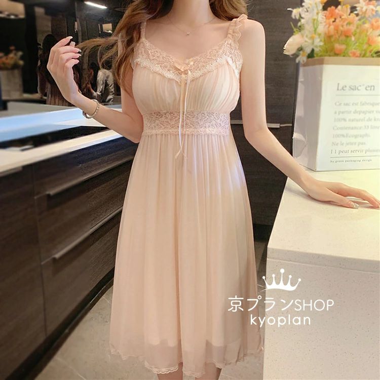 【4580円→実質4488円 P2利用! 11/27 01:59迄】夏新作 レディース チュール 姫系 ネグリジェ レース ルームワンピース パジャマ ナイトウエア 寝巻き ロマンティック princess