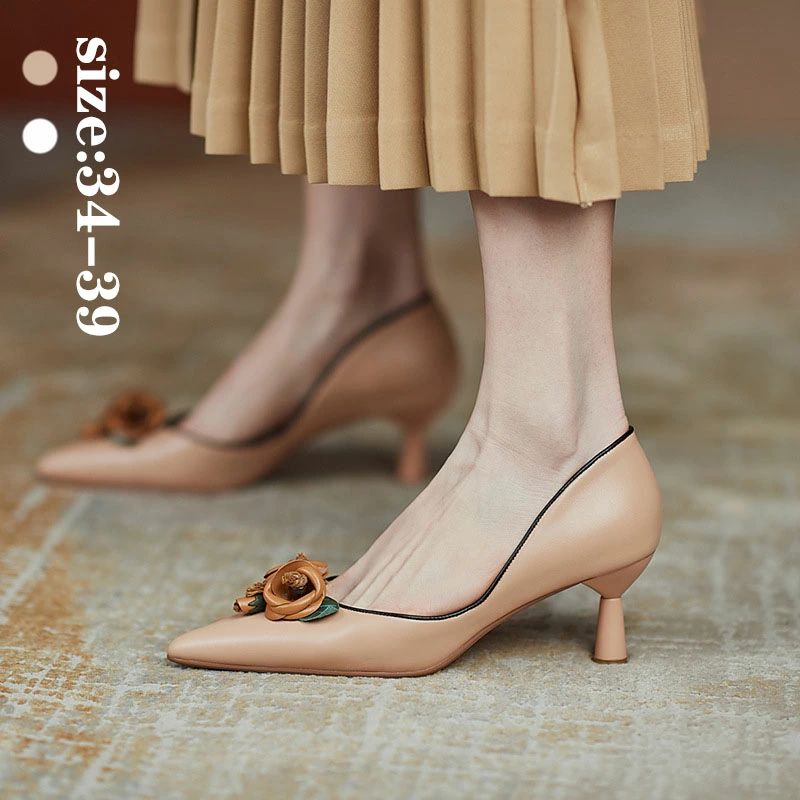 【コスパ最高！期間5倍積分！11/17まで】ドレスシューズ レディースシューズ ポインテッドトゥ 靴 花付..