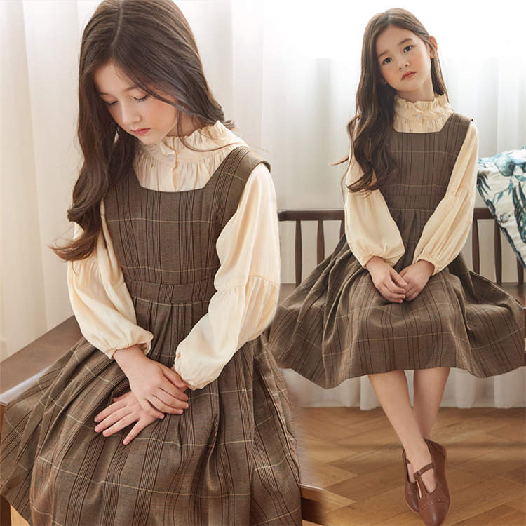 【3708円→実質3634円 P2利用! 11/27 01:59迄】通園 サロペット 二点セット オールインワン スカート 子供服 ジュニア ガールズ 小学生 可愛い 通学着 女児 結婚式 発表会 セットアップ プリンセス 通学 秋 冬 卒業式 お出かけ 日常 子供用 チェック ワンピース