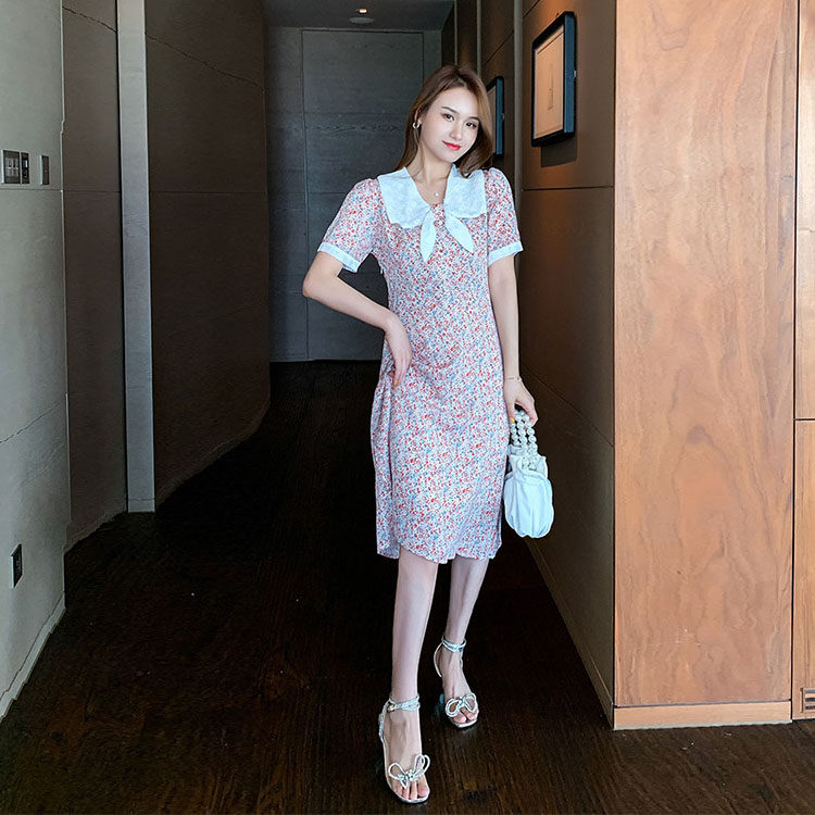 【コスパ最高】ワンピース 夏 半袖 レディース 花柄 襟付き 可愛い ミモレ丈 ロングワンピ 上品 体型カバー 大人 おしゃれ ビーチ レジャー リゾート Aライン きれいめ お出かけ