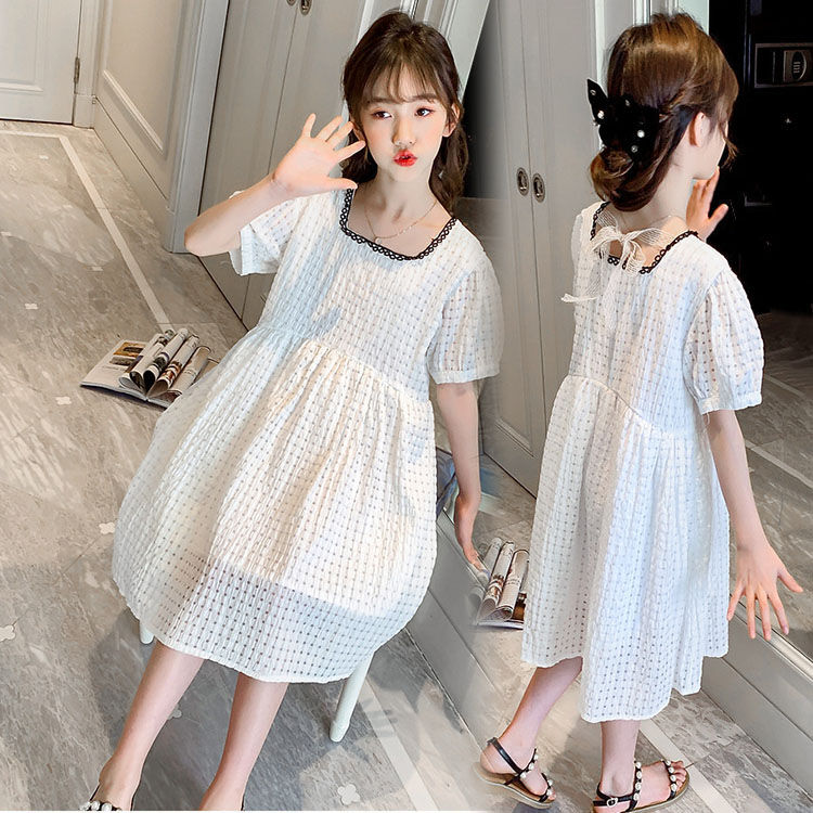 【コスパ最高！期間5倍積分！11/17まで】ワンピース キッズ 子供 Aライン 女の子 ドレス 発表会 可愛い お出かけ パーティー 学生 お洒落 ホワイト お嬢様風 結婚式 入学式 おしゃれ 女児