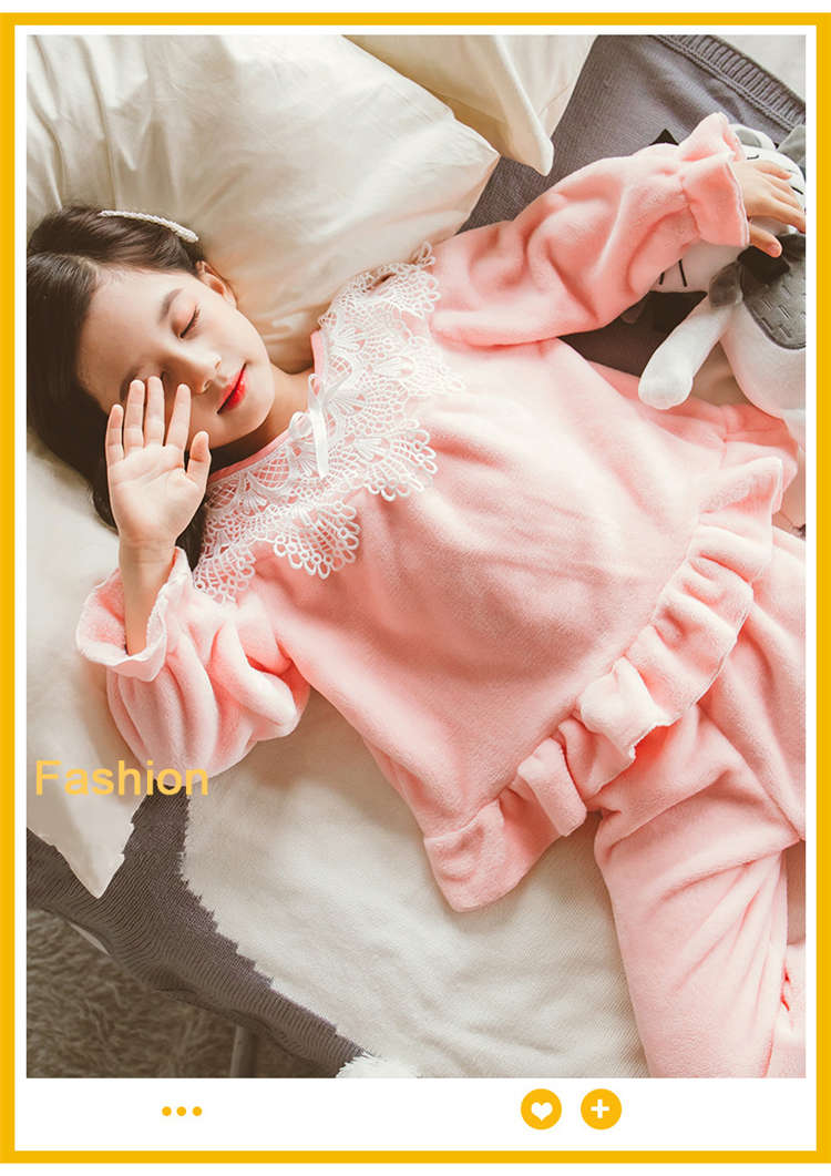 【コスパ最高！期間5倍積分！11/17まで】モコモコ ルームウェア 子供服 キッズ パジャマ パフスリーブ ウエストゴム ファッション 秋 秋物 セットアップ 秋着 冬物 暖かい 上着 寝巻き 睡眠 キッズパジャマ ゆったり ナイトウェア 冬服 長袖 手触り良い