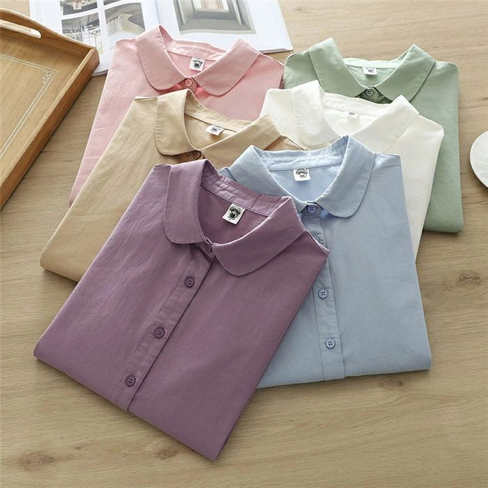 【2480円→実質2430円 P2利用! 11/27 01:59迄】シャツ 綿100％ 秋 春 シャツブラウス レディース 丸襟 トップス コットン シンプル カジュアル ナチュラル 無地 通勤 オフィス フォーマル スーツインナー 大きいサイズ 体型カバー 通勤 春秋 秋冬 大人 白 ブラウス