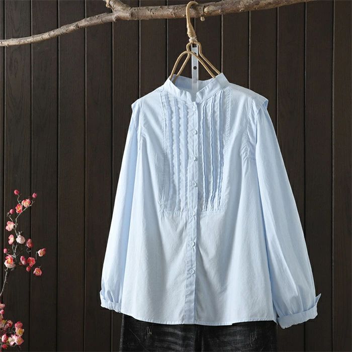 【2980円→実質2920円 P2利用! 11/27 01:59迄】シャツ ブラウス レディース 長袖 シャツブラウス スタンドカラー 羽織り 春 秋 冬 フォーマル 大人 トップス 可愛い おしゃれ きれいめ ゆったり 重ね着 インナー オフィス OL 通勤 仕事 森ガール カジュアル 白シャツ