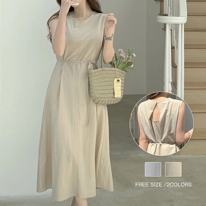 【3280円→実質3214円 P2利用! 11/27 01:59迄】ワンピース ノースリーブ レディース 夏 ロングワンピース ロング丈 ワンピ 袖なし 無地 Aライン フレア マキシ ゆったり 体型カバー シンプル おしゃれ きれいめ 海 旅行 母の日 マキシワンピース リゾートワンピース