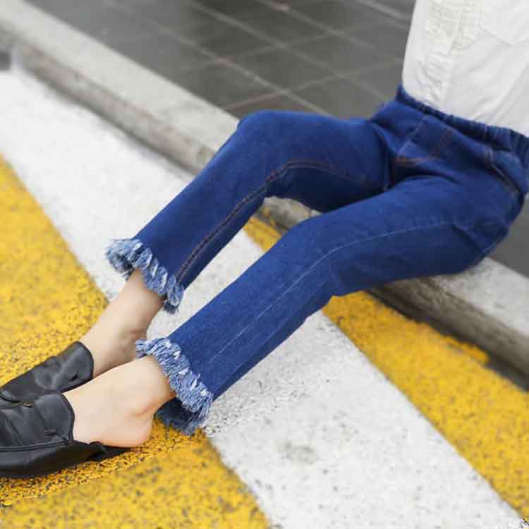 【3580円→実質3222円 P10利用! 11/19 23:59迄】ジーンズ ハイウエスト スリム 新作 キッズ 女の子 ロン..