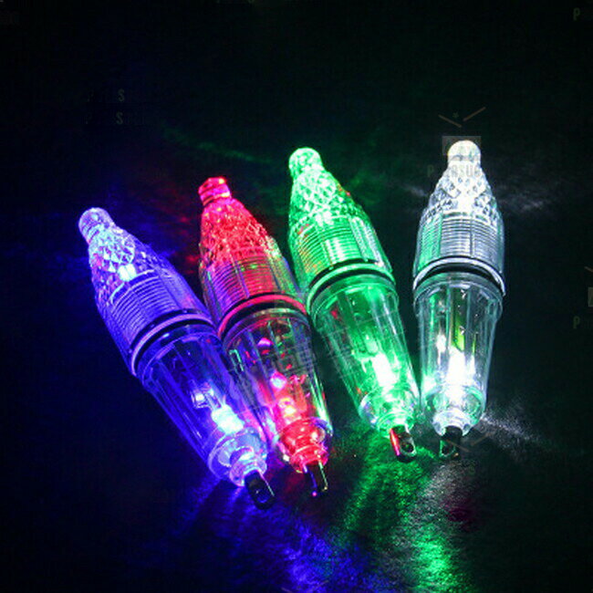 【店長おすすめ】上下が光る高輝度 LED水中ライト 12cm 4カラー 夜釣り イカ アジ タチウオ アナゴ 仕掛け 夜焚き 4個セット 集魚灯 水中灯 水中ライト