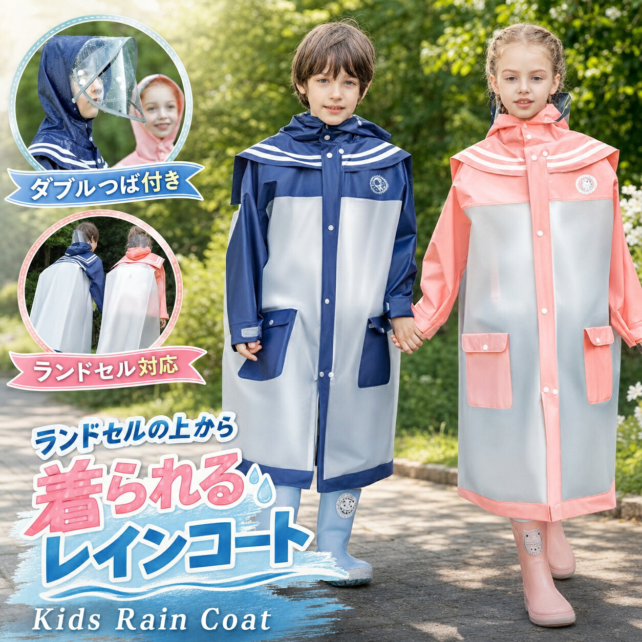 商品説明商品紹介高品質子供用レインコートです。やわらかい耐摩耗性いい生地を使用、品質の高い一着です。お気に入りのレインウェアで、雨の日のお出掛けが一段と楽しくなります！生産国中国注意事項●初期不良、誤納品が発生した場合、お気軽にメールまたはお問い合わせでのご連絡をお願いいたします。すみやかに交換もしくは返品対応いたします。●モデル・写真に使用されているアクセサリー・小物は別途記載が無い限り付属いたしません。●商品写真はできる限り実物の色に近づけるよう加工しておりますが、お客様が使用するパソコンのモニター設定や部屋の照明により多少、色の変化が感じられる場合がございます。●実際の色に近づけるため、タグのカラー名称と異なる場合がございます。●商品のサイズは、全て平置きにて外寸を測定しております。実寸は商品によって若干の誤差(1cm・3cm )がある場合がございますので、予めご了承ください。●同じ商品でも「生産時期」や「カラー」により形やサイズに多少の「誤差」が生じる場合もございます。詳しくは商品画像や実寸サイズにてご確認くださいませ。●商品に不良があった場合は、商品到着から5日以内にご連絡いただければご返金・交換対応させて頂きます。●該当商品は他店と在庫共有です。タイミングにより、在庫ズレが生じる場合がございます。予めご了承ください。●弊店はエコのため、納品書、明細書、領収書は入れておきません。ご希望の方はご注文の際、メールで宛名など必要事項をご連絡をお願い申し上げます。