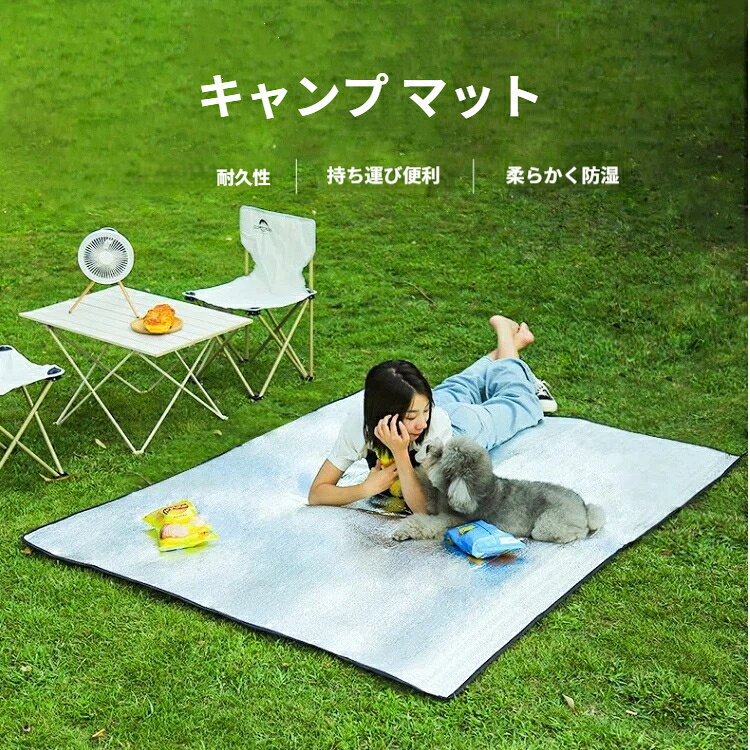 cliosiのキャンプ マット アルミ レジャーマット レジャーシート キャンプマット アウトドアマット 折りたたみ 軽量 防湿 収納袋付 花見 キャンプ 昼寝 ピクニック 登山｜アングル2
