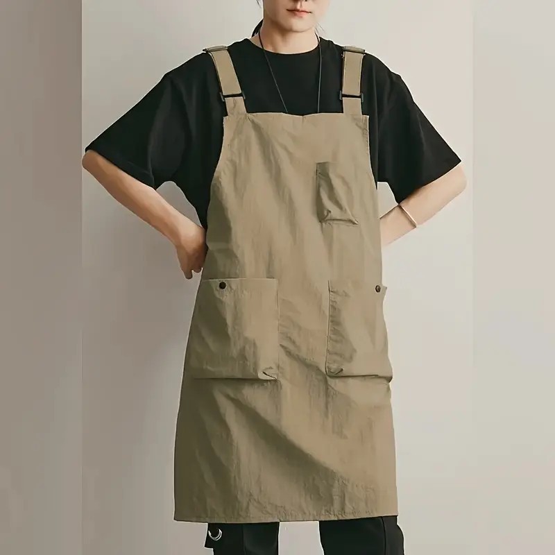 エプロン 男女兼用 防水 多機能ポケット カフェ キッチン 家事 仕事用 メンズ レデ...