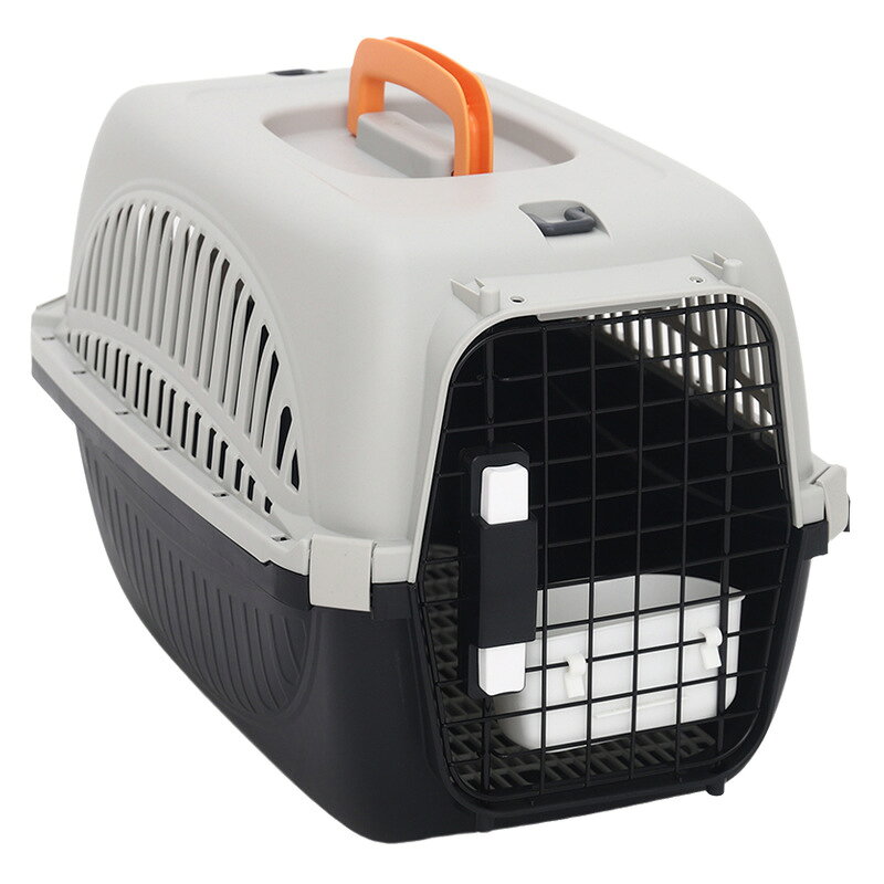 ペット航空キャリー ケージ 猫 小型犬用 鉄扉 手提げ 車載 通院 お出かけ 送りフック・仕切り板付き 軽量 丈夫 通気穴付き 多カラー