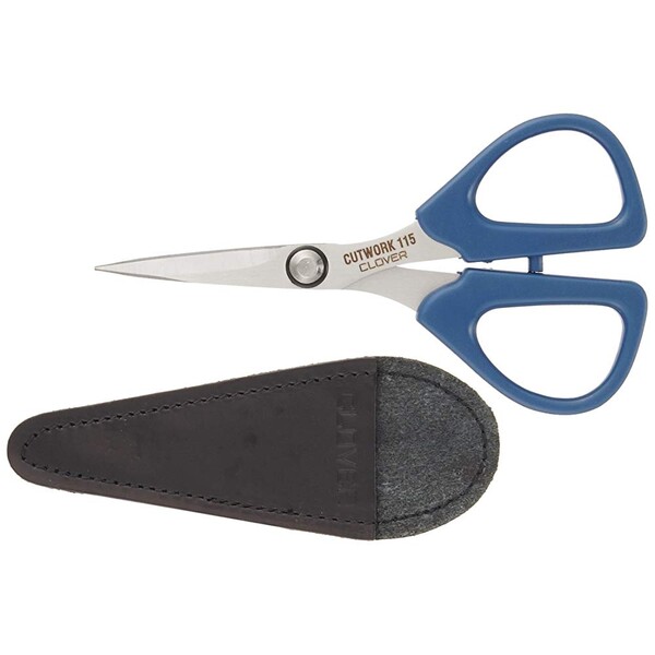 【送料無料】カットワークはさみ 11.5cm 裁縫道具 本革製 サック付き 携帯 クロバー - メール便発送