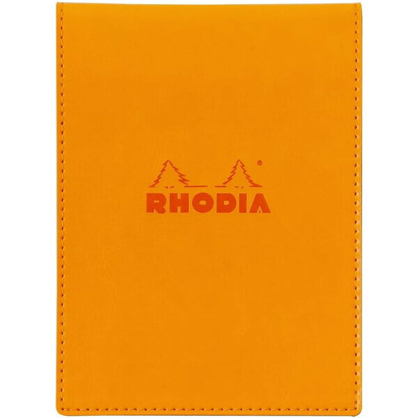 A6 Size - 【送料無料】RHODIA ロディアカバー PUレザー ブロックカバー No.12 A6 オレンジ 合皮 ブロックロディア メモ帳 5mm方眼 80枚 シンプル - メール便発送