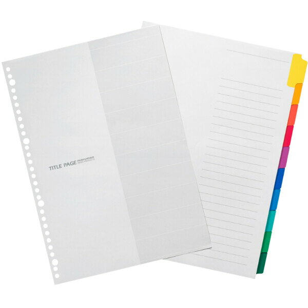 【1000円以上お買い上げで送料無料♪】マルマン ラミネートタブインデックス 10山 A4 見出し 書類 ルーズリーフ 整理 見出し 管理 分類 科目 仕事 タスク 色 カラー - メール便発送 clipps-10039544 Clips クリップス サンプル画像2